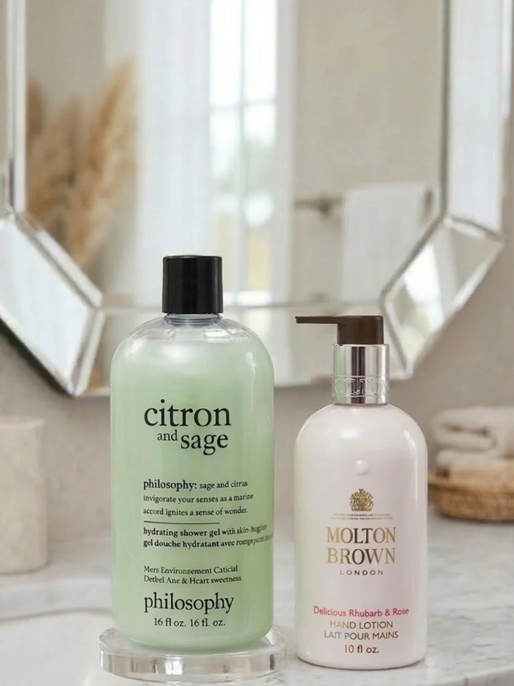 NWT Philosophy Citron & Sage 16oz + Molton Brown Rhubarb Rose 10oz Bundle